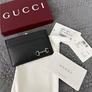 NWT Gucci Authentic Black Leather Card Holder for Men-Original Box and Dust Bag